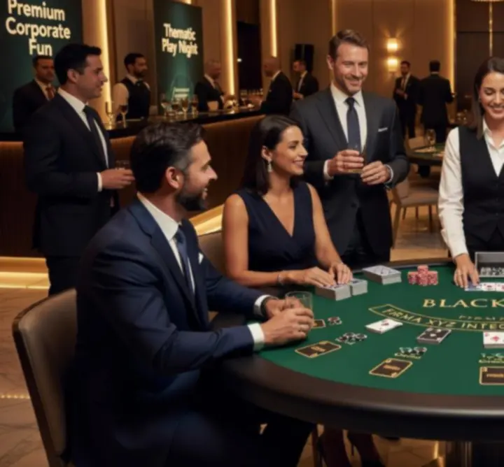 Stolik do blackjacka na eleganckim wydarzeniu firmowym