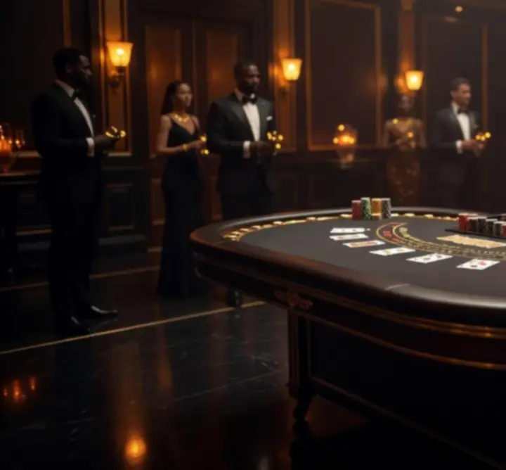 Elegancki stół do blackjacka przygotowany na wieczorny event