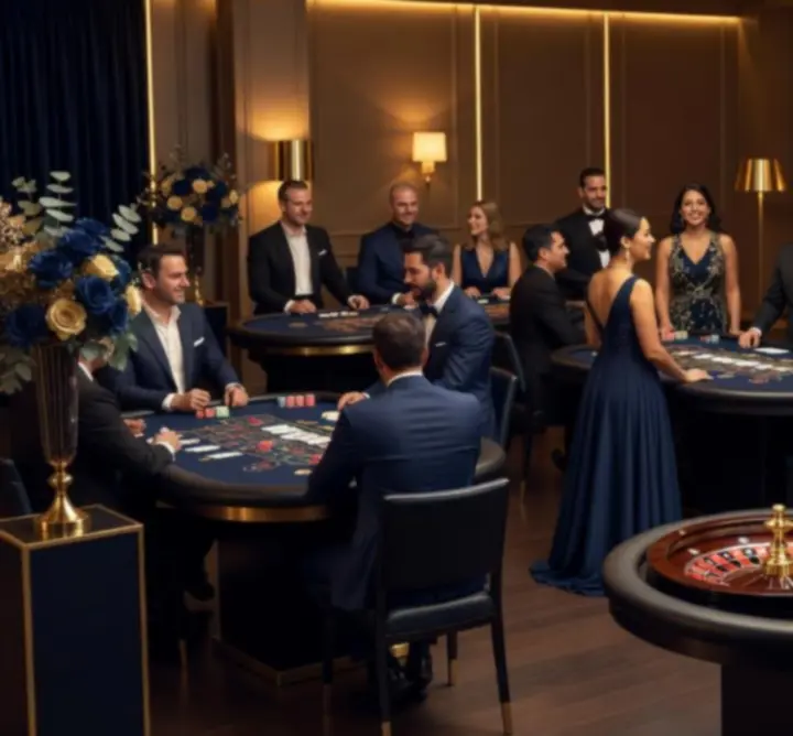 Profesjonalny mobilny stół pokerowy przygotowany na wieczorne wydarzenie offline