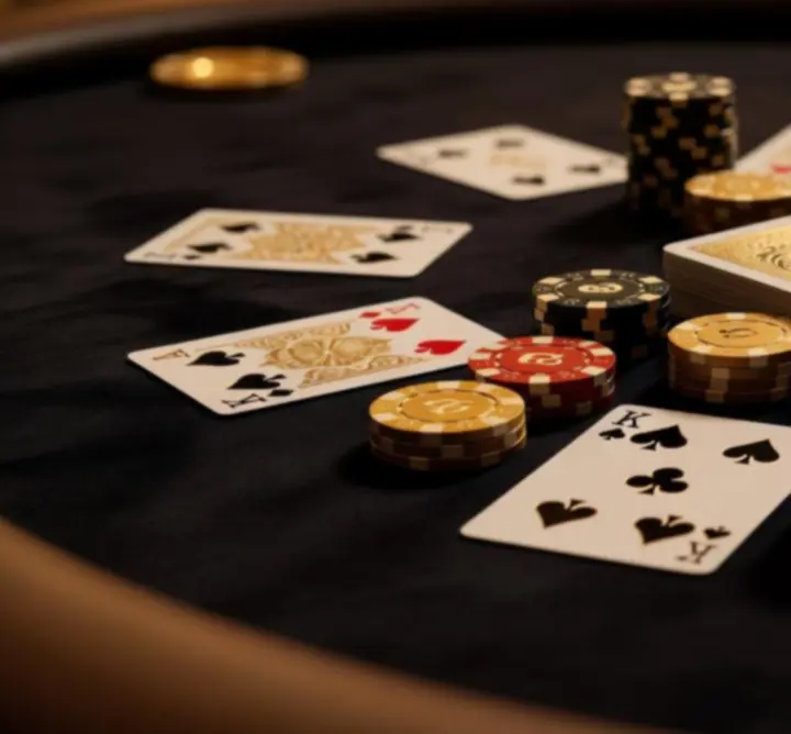 Elegancka dekoracja stołu pokerowego w złoto-bursztynowej oprawie świetlnej