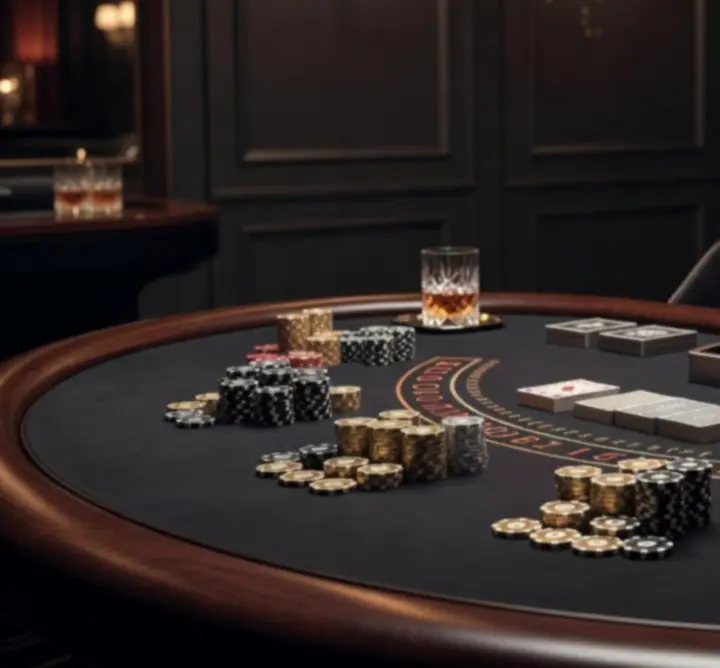 Premium stół blackjack z dekoracjami i miękkim oświetleniem