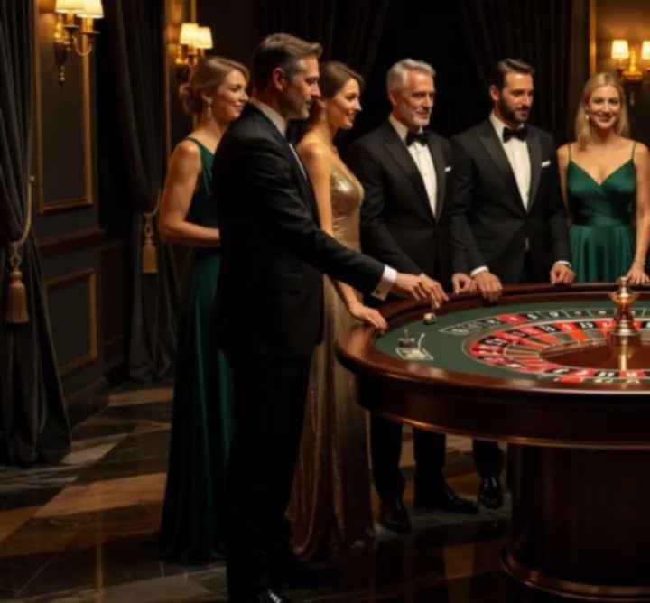 Stół do ruletki podczas eleganckiego wydarzenia z gośćmi
