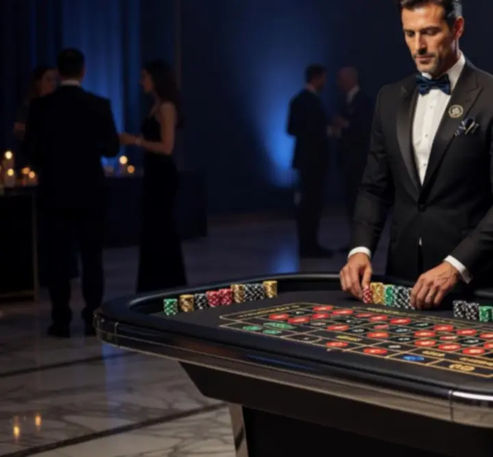 Krupierzy prowadzący ruletkę podczas eleganckiego eventu